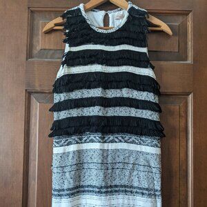 Mara Hoffman Black and White Fringe Dress
